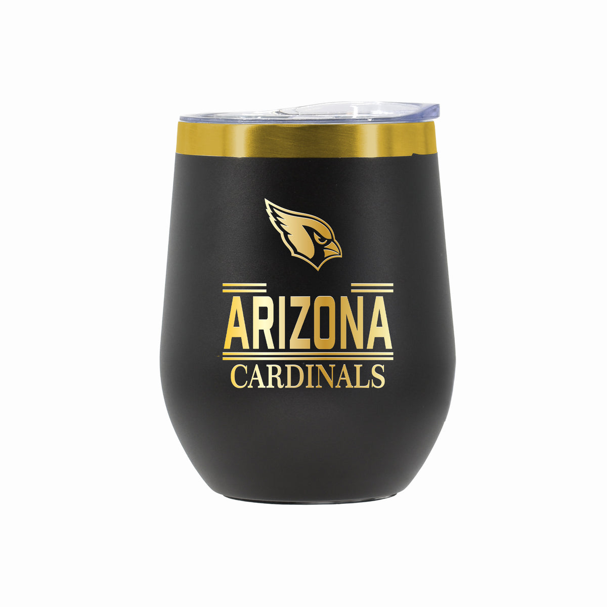 12 oz Stainless Steel Wine Tumbler with Gold Etched Classic Crew Team Design, Arizona Cardinals