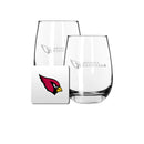 2 Pack Stemless Wine Glasses and Coasters Set | Arizona Cardinals