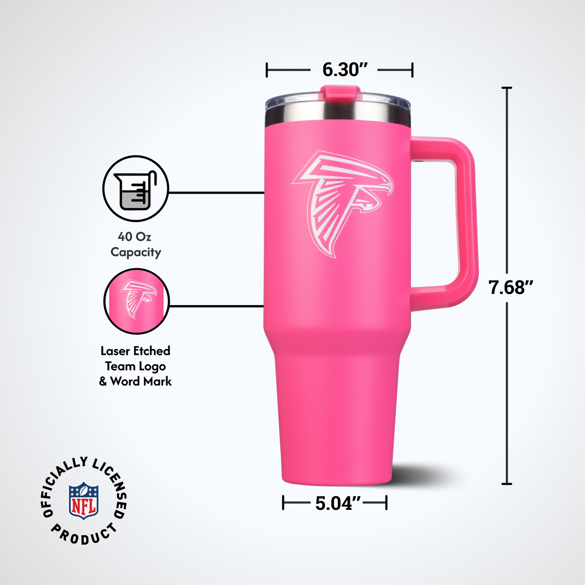40oz Pink Game Day Tumbler I | Atlanta Falcons