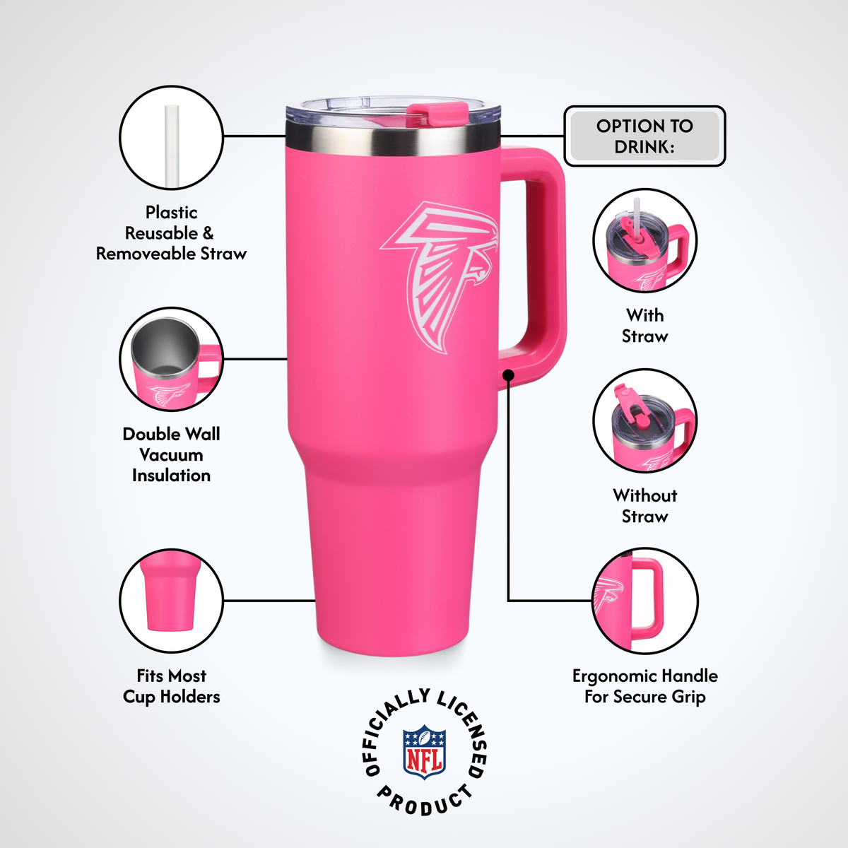 40oz Pink Game Day Tumbler I | Atlanta Falcons