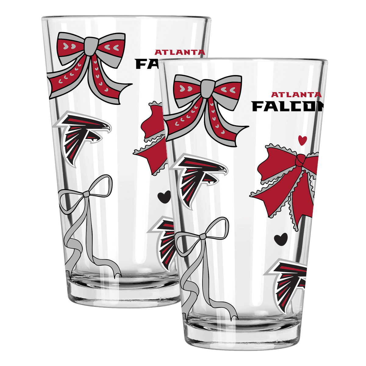  Falcons 2pk 16oz Bow Pint Glass 