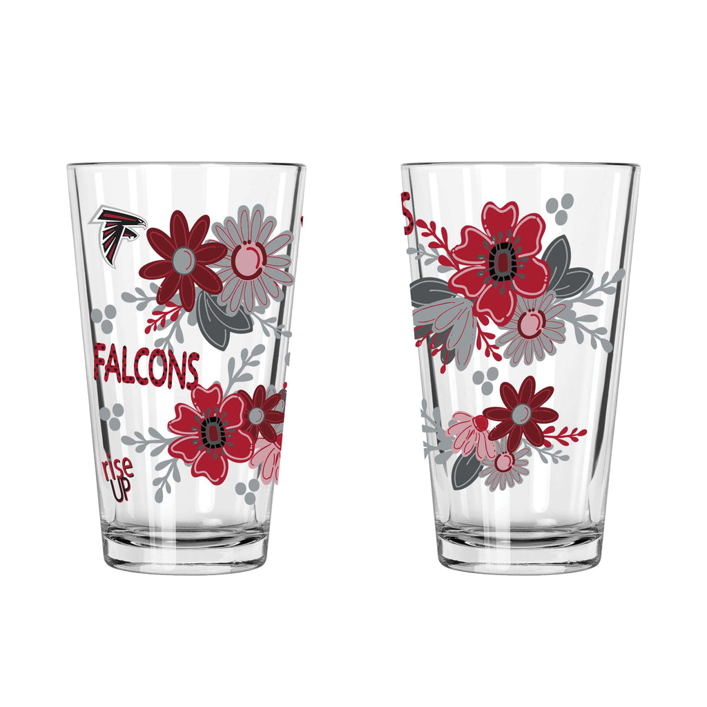 2pk 16oz Pint Glass, DP, Flowers | Atlanta Falcons