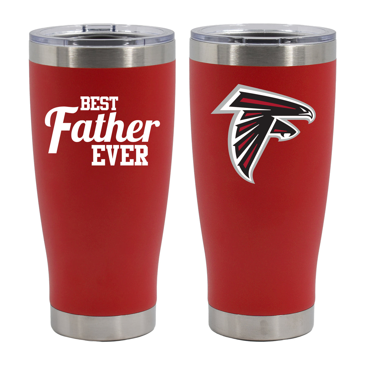 20oz Red Stainless Steel Tumbler, Direct Print, Best Dad Ever Design, Atlanta Falcons
