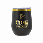 12 oz Stainless Steel Wine Tumbler with Gold Etched Classic Crew Team Design, Atlanta Falcons