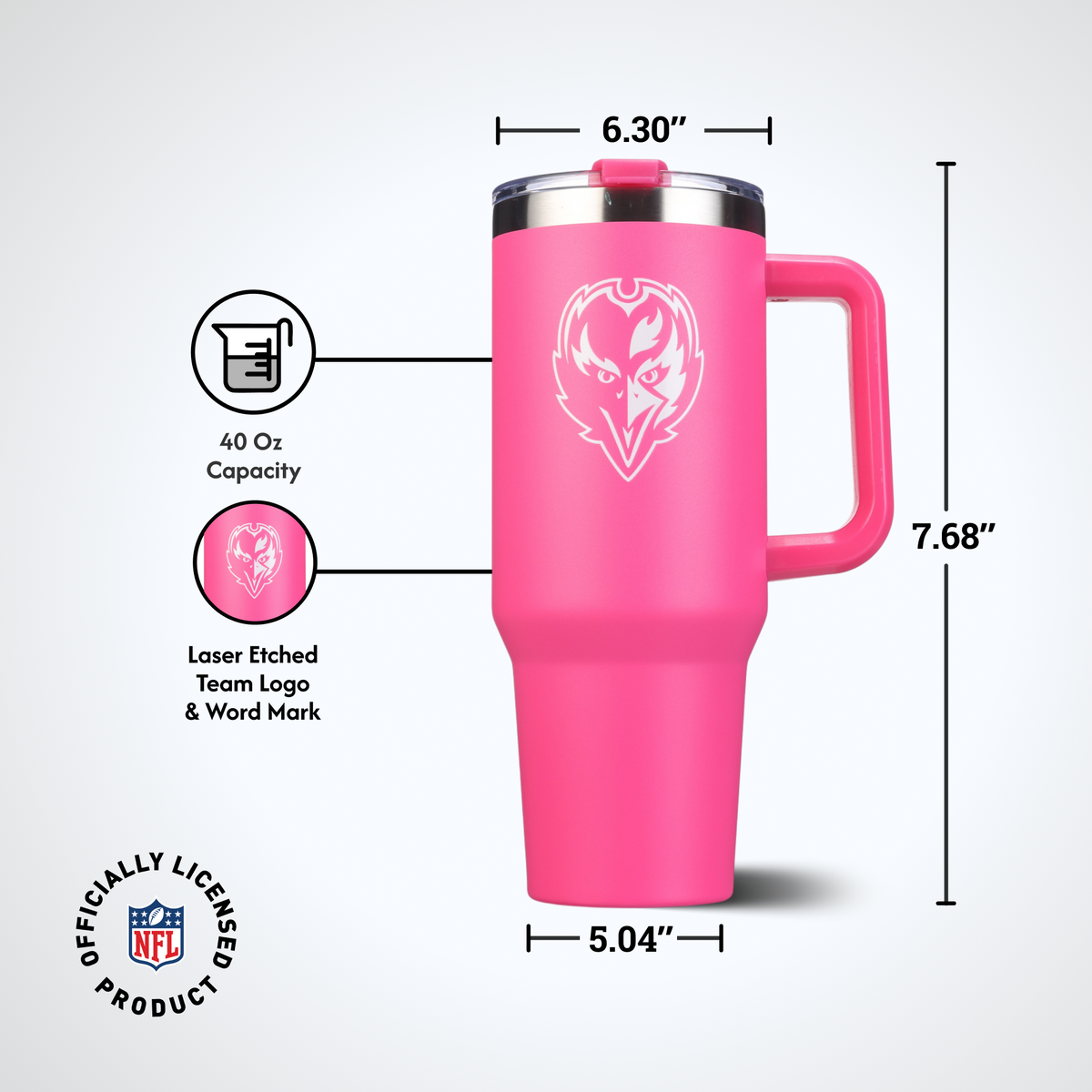 40oz Pink Game Day Tumbler I | Baltimore Ravens