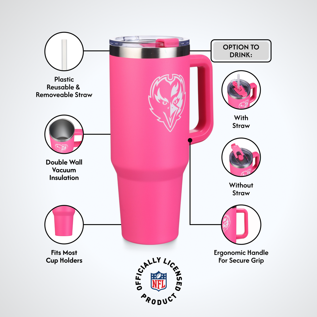 40oz Pink Game Day Tumbler I | Baltimore Ravens