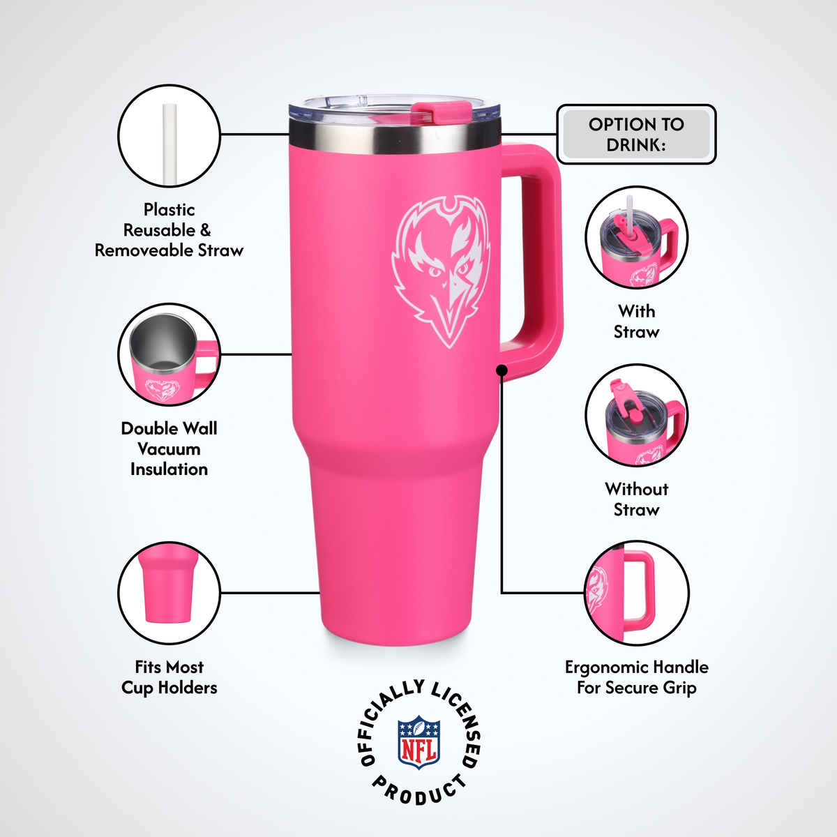40oz Pink Game Day Tumbler I | Baltimore Ravens