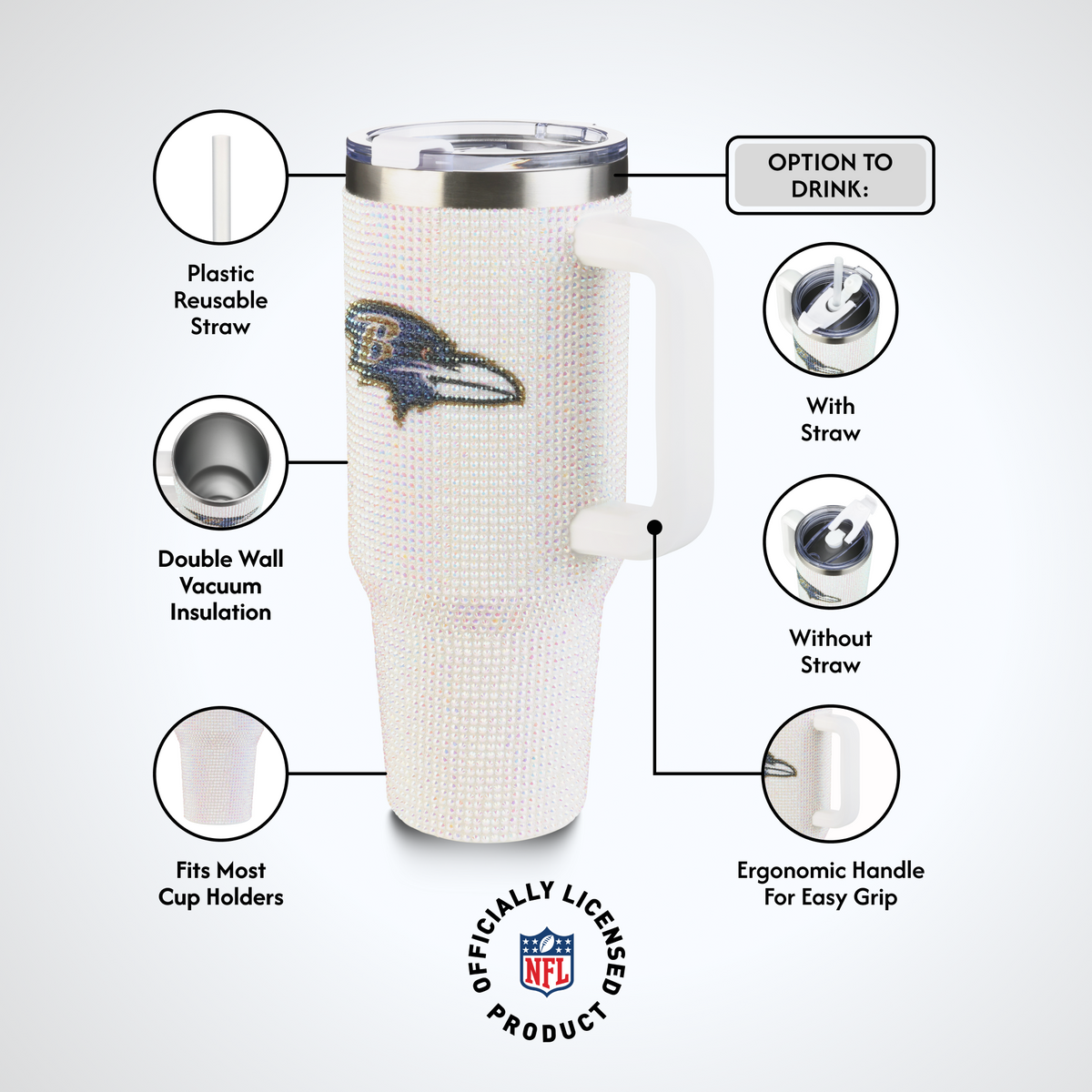 40oz Bling Collosal Tumbler | Baltimore Ravens