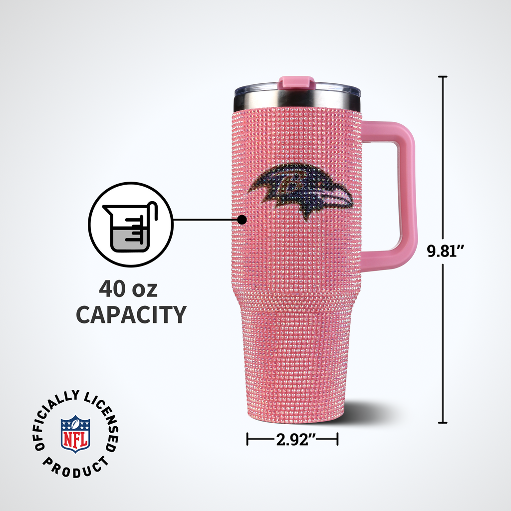 40oz Pink Bling Game Day Tumbler I | Baltimore Ravens