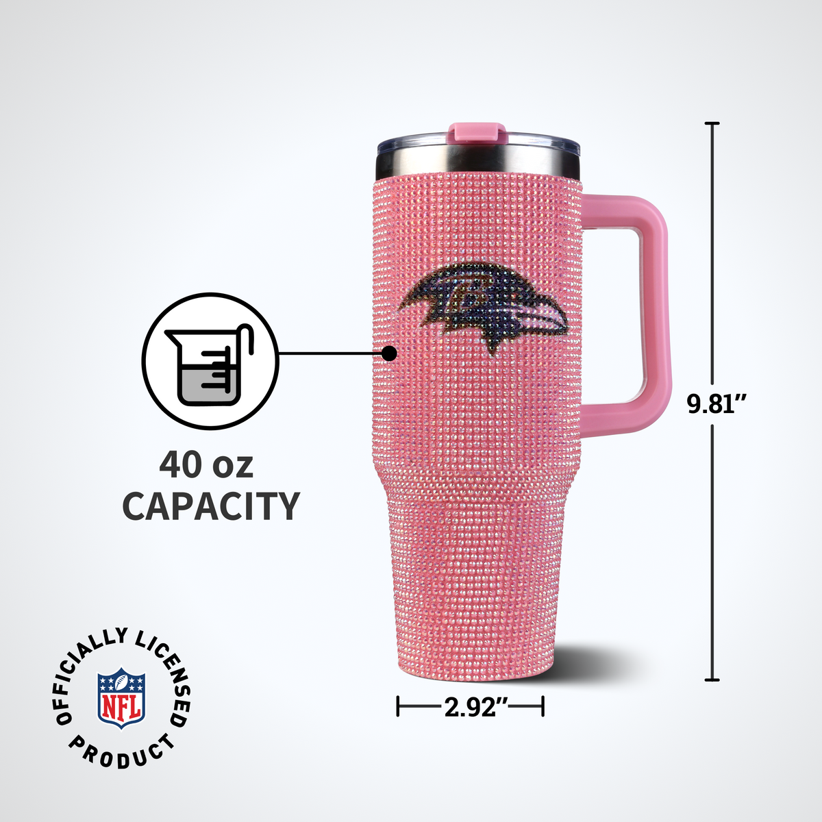 40oz Pink Bling Game Day Tumbler I | Baltimore Ravens
