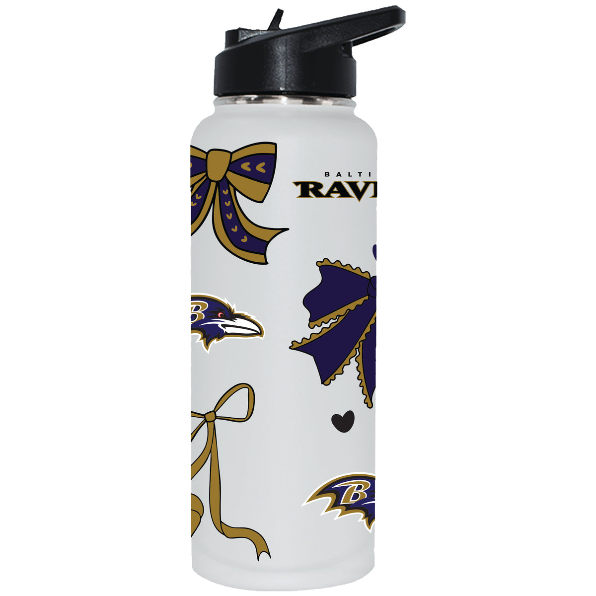  Ravens 34oz Bow White Quencher Water Bottle 