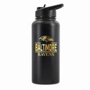 32 oz Stainless Steel Water Bottle with Gold Etched Classic Crew Team Design, Baltimore Ravens