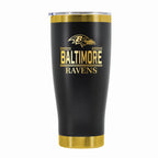 24 oz Stainless Steel Tumbler with Gold Accents & Etched Classic Crew Team Design, Baltimore Ravens