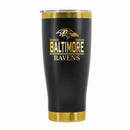 24 oz Stainless Steel Tumbler with Gold Accents & Etched Classic Crew Team Design, Baltimore Ravens