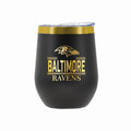 12 oz Stainless Steel Wine Tumbler with Gold Etched Classic Crew Team Design, Baltimore Ravens