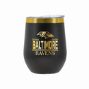 12 oz Stainless Steel Wine Tumbler with Gold Etched Classic Crew Team Design, Baltimore Ravens