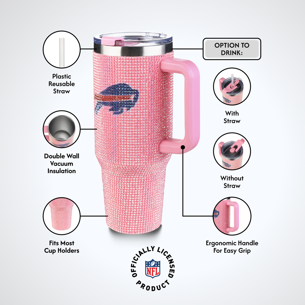 40oz Pink Bling Game Day Tumbler I | Buffalo Bills