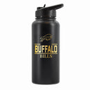32 oz Stainless Steel Water Bottle with Gold Etched Classic Crew Team Design, Buffalo Bills