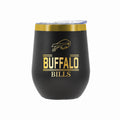 12 oz Stainless Steel Wine Tumbler with Gold Etched Classic Crew Team Design, Buffalo Bills
