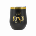12 oz Stainless Steel Wine Tumbler with Gold Etched Classic Crew Team Design, Buffalo Bills