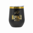 12 oz Stainless Steel Wine Tumbler with Gold Etched Classic Crew Team Design, Buffalo Bills