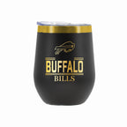 12 oz Stainless Steel Wine Tumbler with Gold Etched Classic Crew Team Design, Buffalo Bills