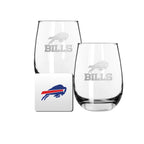 2 Pack Stemless Wine Glasses and Coasters Set | Buffalo Bills