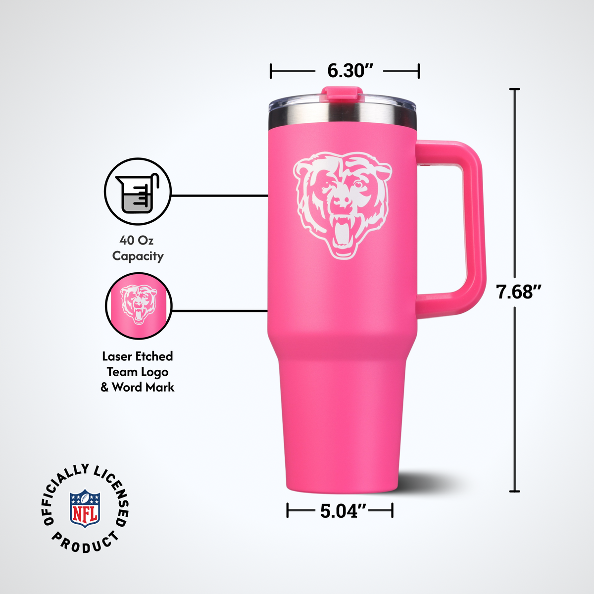 40oz Pink Game Day Tumbler I | Chicago Bears