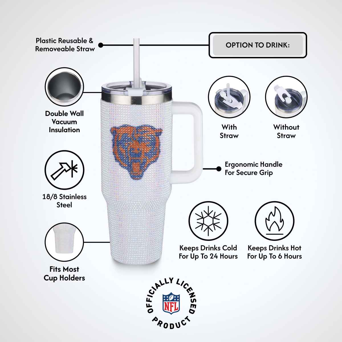 40oz Bling Collosal Tumbler | Chicago Bears