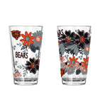 2pk 16oz Pint Glass, DP, Flowers | Chicago Bears