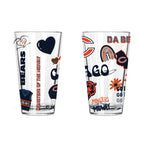 2pk 16oz Pint Glass, DP, Loco Design | Chicago Bears
