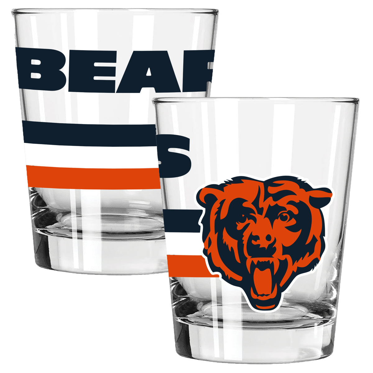 2pk 15oz Old Fashion Glass Big Stripes Design | Chicago Bears