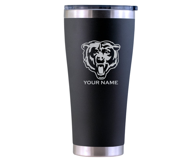 30oz Personalized Etched Black Stainless Steel Tumbler | Chicago Bears