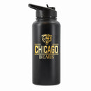 32 oz Stainless Steel Water Bottle with Gold Etched Classic Crew Team Design, Chicago Bears