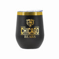 12 oz Stainless Steel Wine Tumbler with Gold Etched Classic Crew Team Design, Chicago Bears