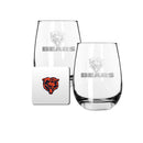 2 Pack Stemless Wine Glasses and Coasters Set | Chicago Bears