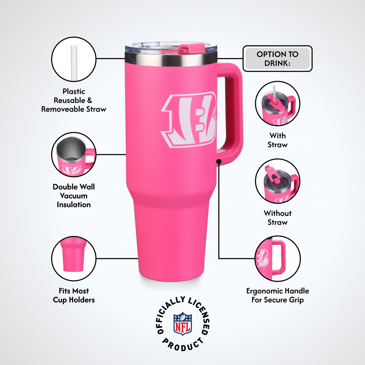 40oz Pink Game Day Tumbler I | Cincinnati Bengals