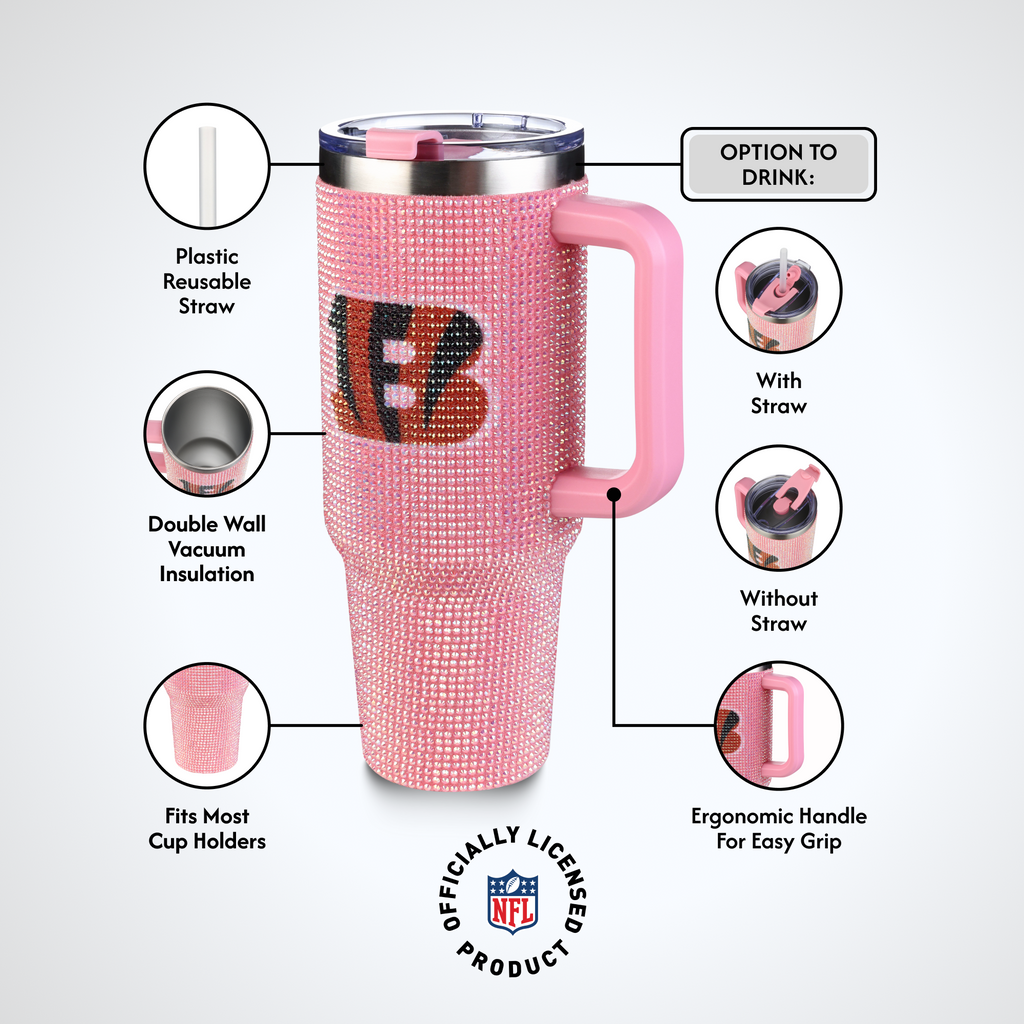 40oz Pink Bling Game Day Tumbler I | Cincinnati Bengals