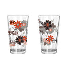 2pk 16oz Pint Glass, DP, Flowers | Cincinnati Bengals