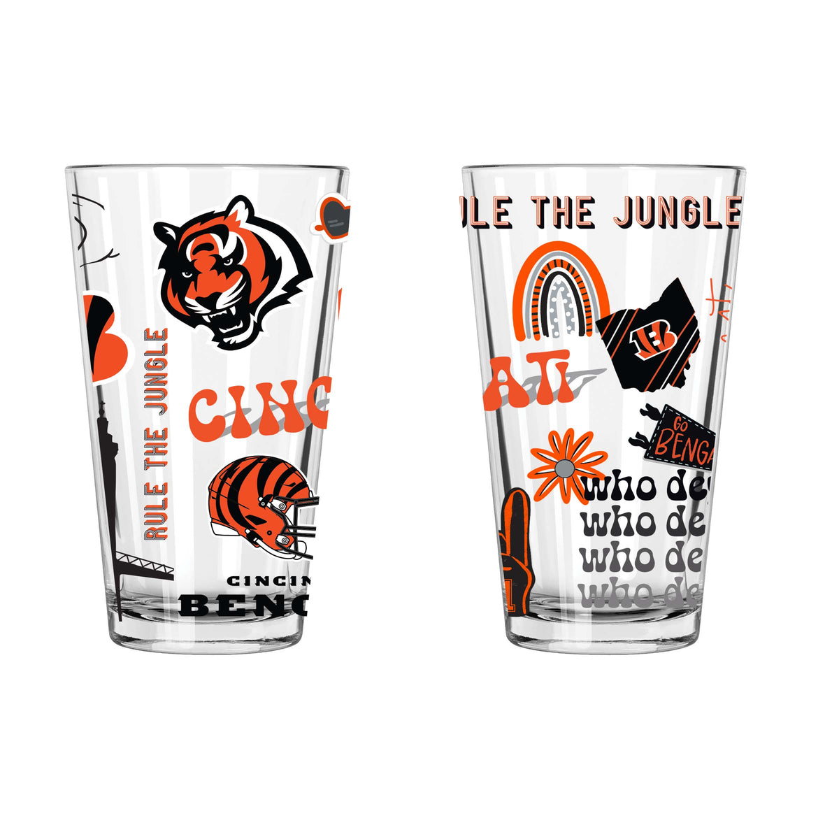 2pk 16oz Pint Glass, DP, Loco Design | Cincinnati Bengals