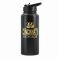 32 oz Stainless Steel Water Bottle with Gold Etched Classic Crew Team Design, Cincinnati Bengals