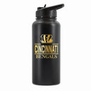 32 oz Stainless Steel Water Bottle with Gold Etched Classic Crew Team Design, Cincinnati Bengals