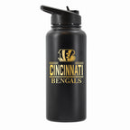 32 oz Stainless Steel Water Bottle with Gold Etched Classic Crew Team Design, Cincinnati Bengals