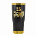 24 oz Stainless Steel Tumbler with Gold Accents & Etched Classic Crew Team Design, Cincinnati Bengals