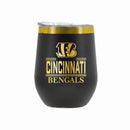 12 oz Stainless Steel Wine Tumbler with Gold Etched Classic Crew Team Design, Cincinnati Bengals