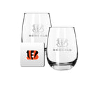 2 Pack Stemless Wine Glasses and Coasters Set | Cincinnati Bengals