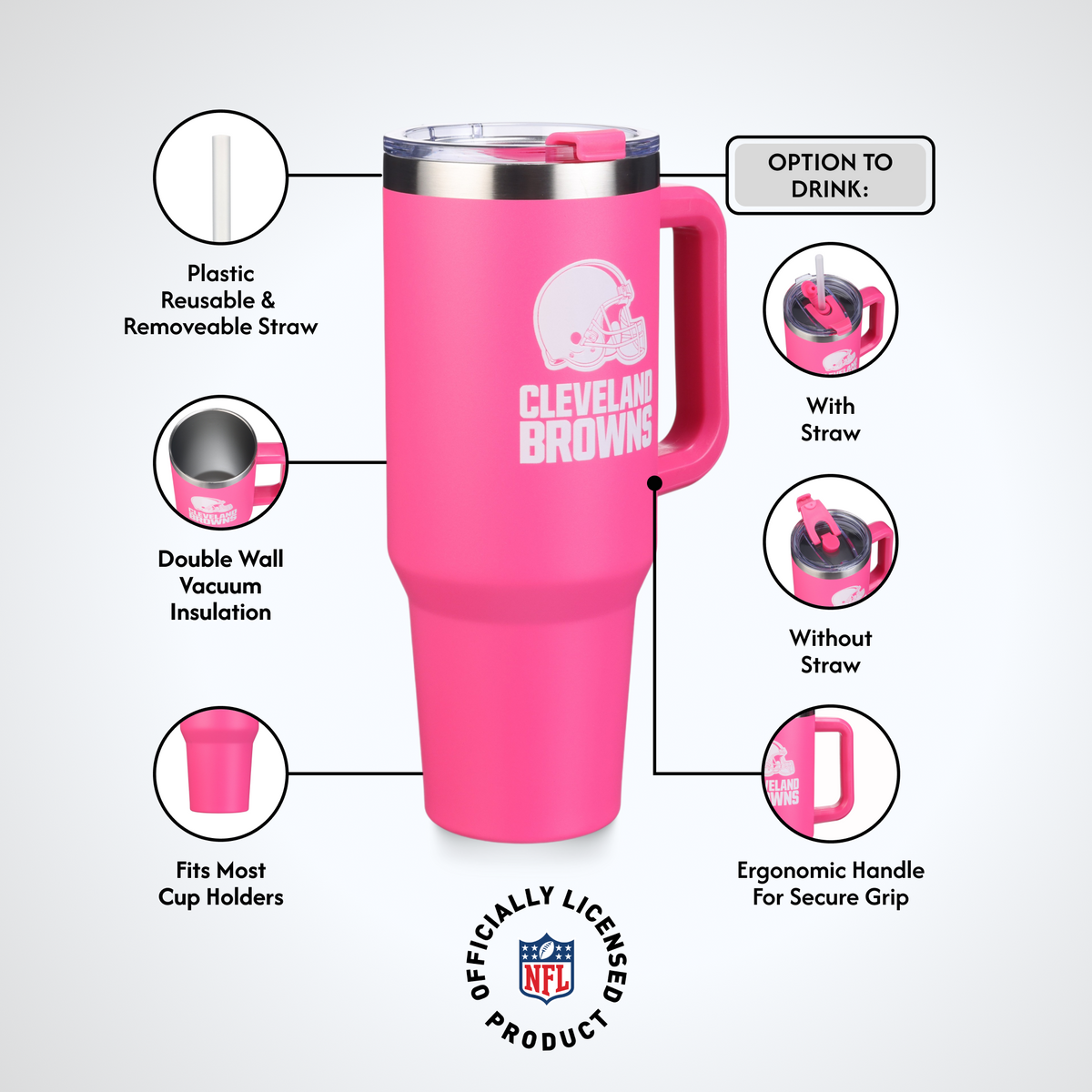 40oz Pink Game Day Tumbler I | Cleveland Browns