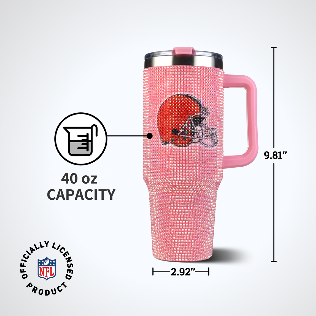 40oz Pink Bling Game Day Tumbler I | Cleveland Browns