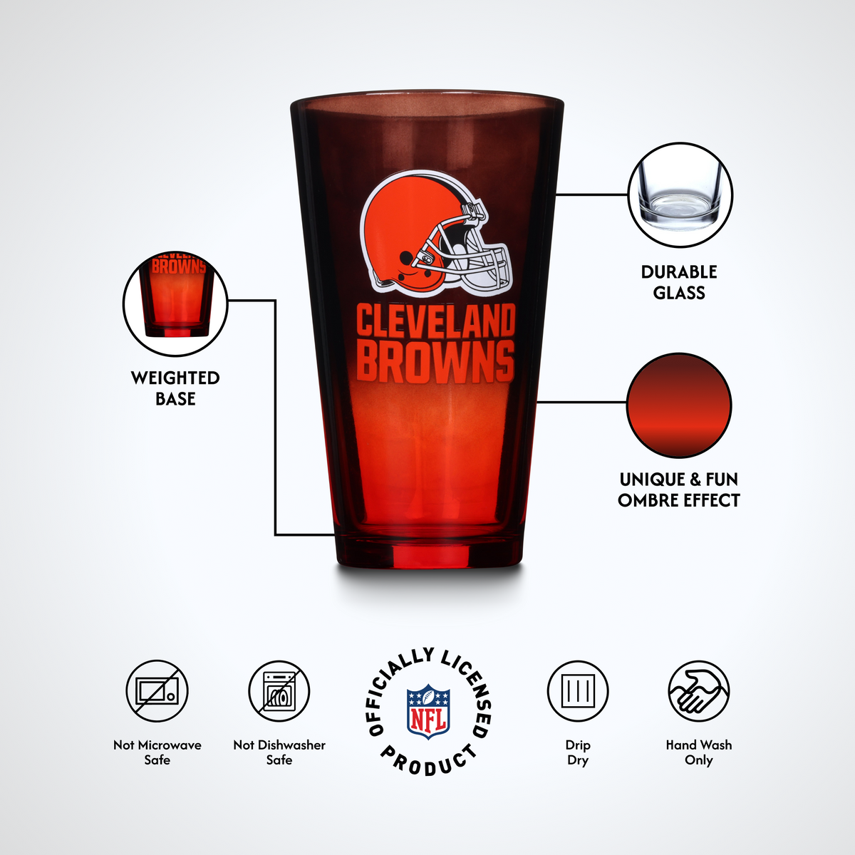 2-Pack Ombre Pint Glasses | Cleveland Browns