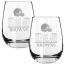 2pk 15oz Stemless Wine Glass Classic Crew Design | Cleveland Browns